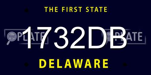 1732DB Delaware License Plate