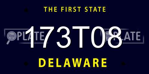 173T08 Delaware License Plate