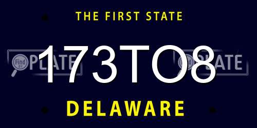 173TO8 Delaware License Plate