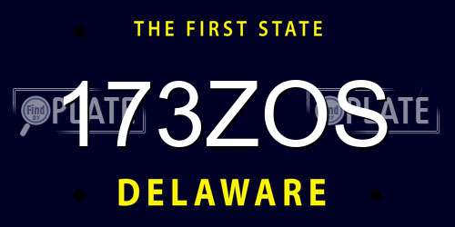 173ZOS Delaware License Plate