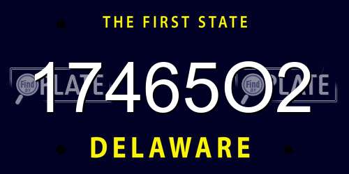 17465O2 Delaware License Plate