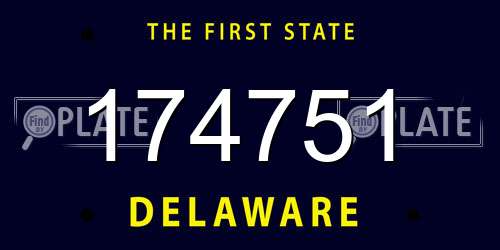 174751 Delaware License Plate