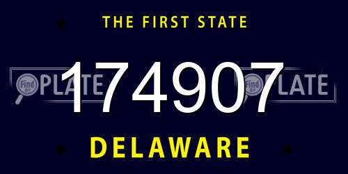 174907 Delaware License Plate