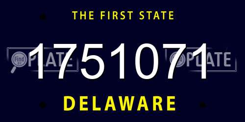 1751071 Delaware License Plate