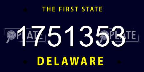 1751353 Delaware License Plate