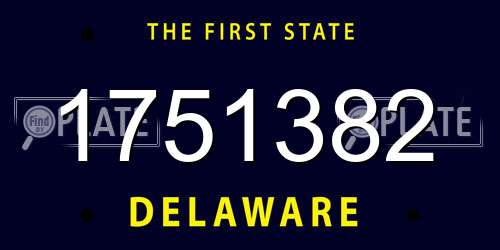 1751382 Delaware License Plate