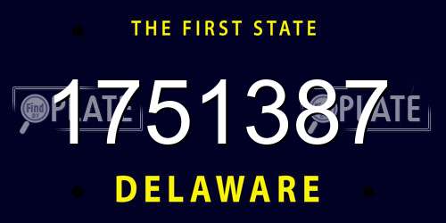 1751387 Delaware License Plate