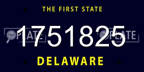 1751825 Delaware License Plate