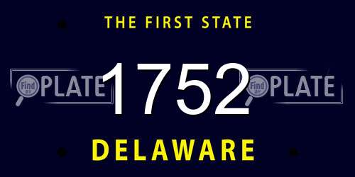 1752 Delaware License Plate