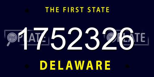 1752326 Delaware License Plate