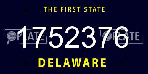 1752376 Delaware License Plate