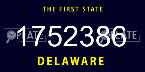 1752386 Delaware License Plate