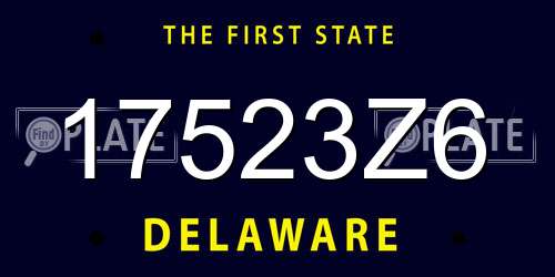 17523Z6 Delaware License Plate