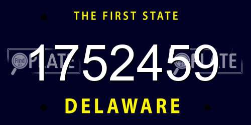1752459 Delaware License Plate
