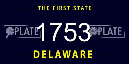 1753 Delaware License Plate