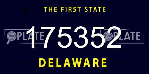 175352 Delaware License Plate