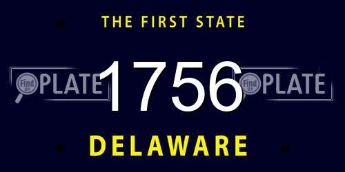 1756 Delaware License Plate