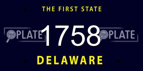 1758 Delaware License Plate