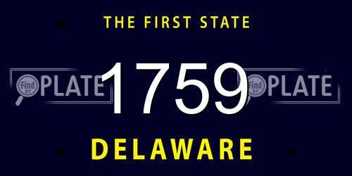 1759 Delaware License Plate