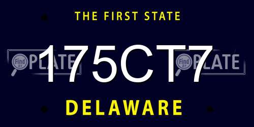 175CT7 Delaware License Plate