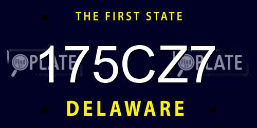 175CZ7 Delaware License Plate