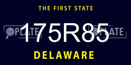 175R85 Delaware License Plate