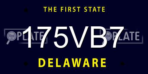 175VB7 Delaware License Plate