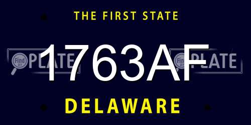 1763AF Delaware License Plate