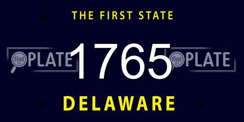 1765 Delaware License Plate