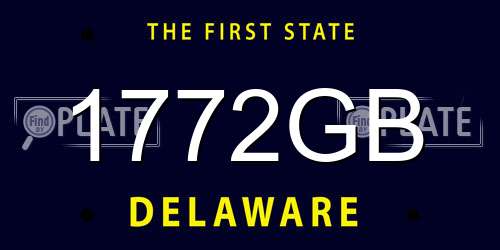1772GB Delaware License Plate
