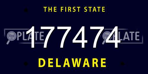 177474 Delaware License Plate