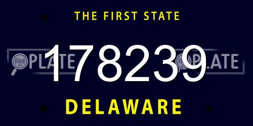 178239 Delaware License Plate