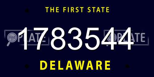 1783544 Delaware License Plate