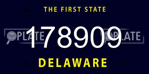 178909 Delaware License Plate