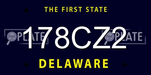 178CZ2 Delaware License Plate