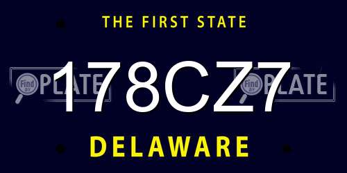 178CZ7 Delaware License Plate