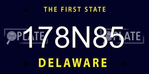 178N85 Delaware License Plate