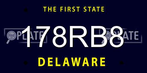 178RB8 Delaware License Plate