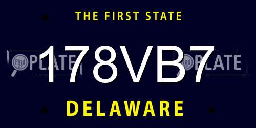178VB7 Delaware License Plate