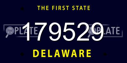 179529 Delaware License Plate