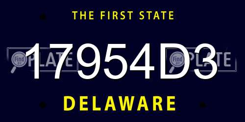 17954D3 Delaware License Plate