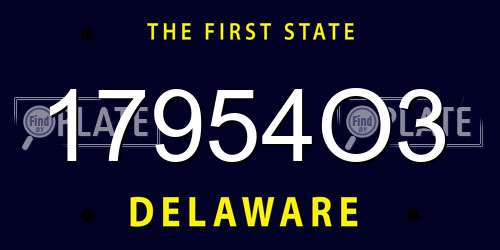 17954O3 Delaware License Plate