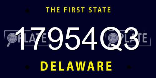 17954Q3 Delaware License Plate