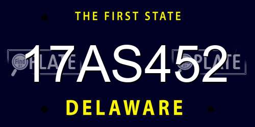 17AS452 Delaware License Plate