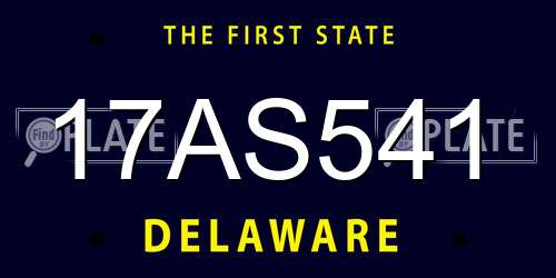 17AS541 Delaware License Plate