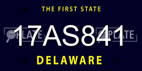 17AS841 Delaware License Plate