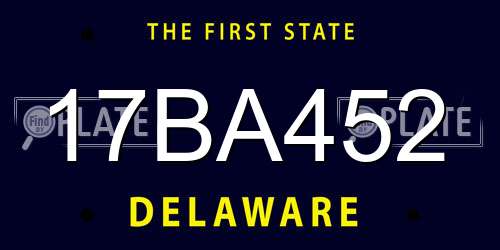 17BA452 Delaware License Plate