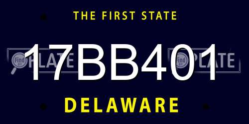 17BB401 Delaware License Plate