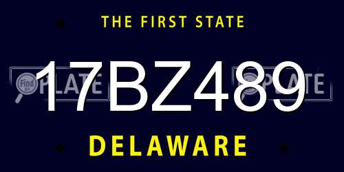 17BZ489 Delaware License Plate