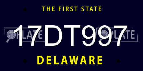 17DT997 Delaware License Plate